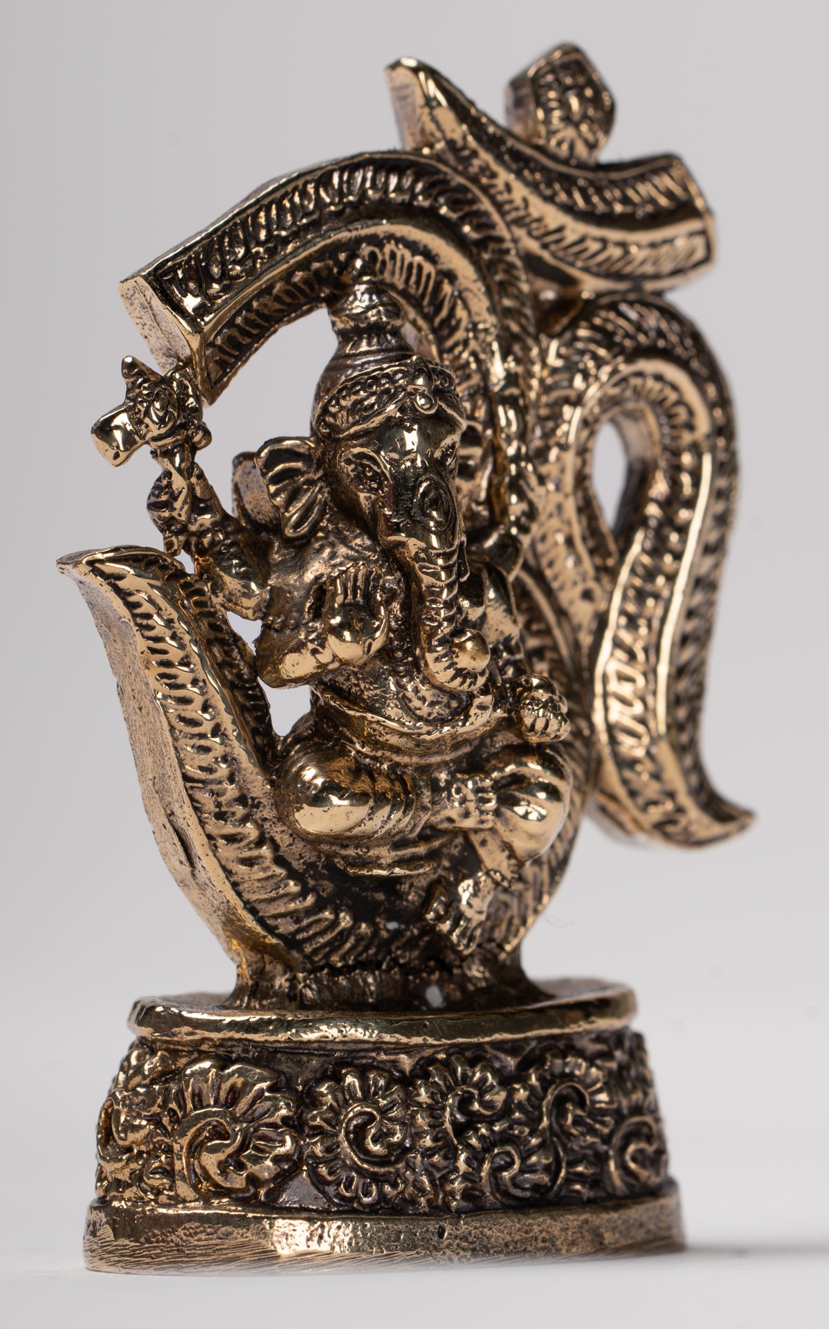Ganesha Statue - Thailand Brass Seated Ganesh & Om Statue Amulet - 6.5cm(2.55")