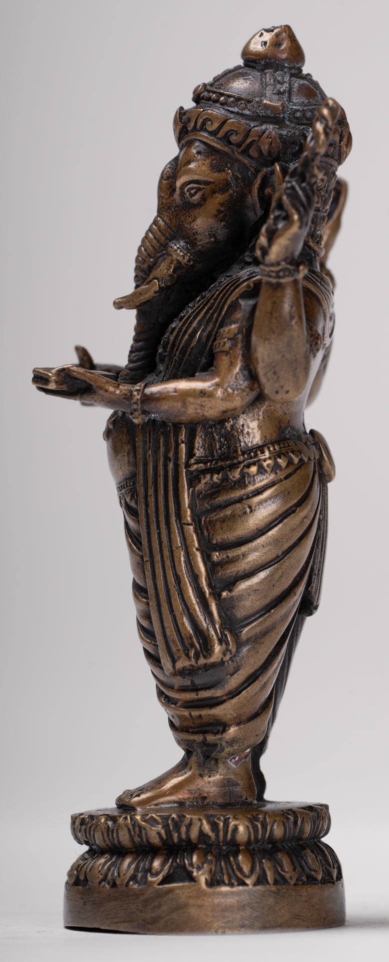 Ganesha Statue - Antique Thai Style Standing Black 4-Arm Ganesha Statue - 12cm/5"