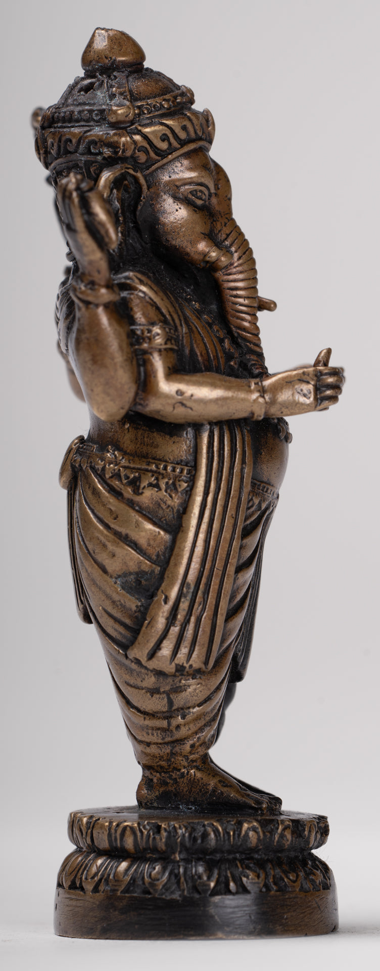 Ganesha Statue - Antique Thai Style Standing Black 4-Arm Ganesha Statue - 12cm/5"