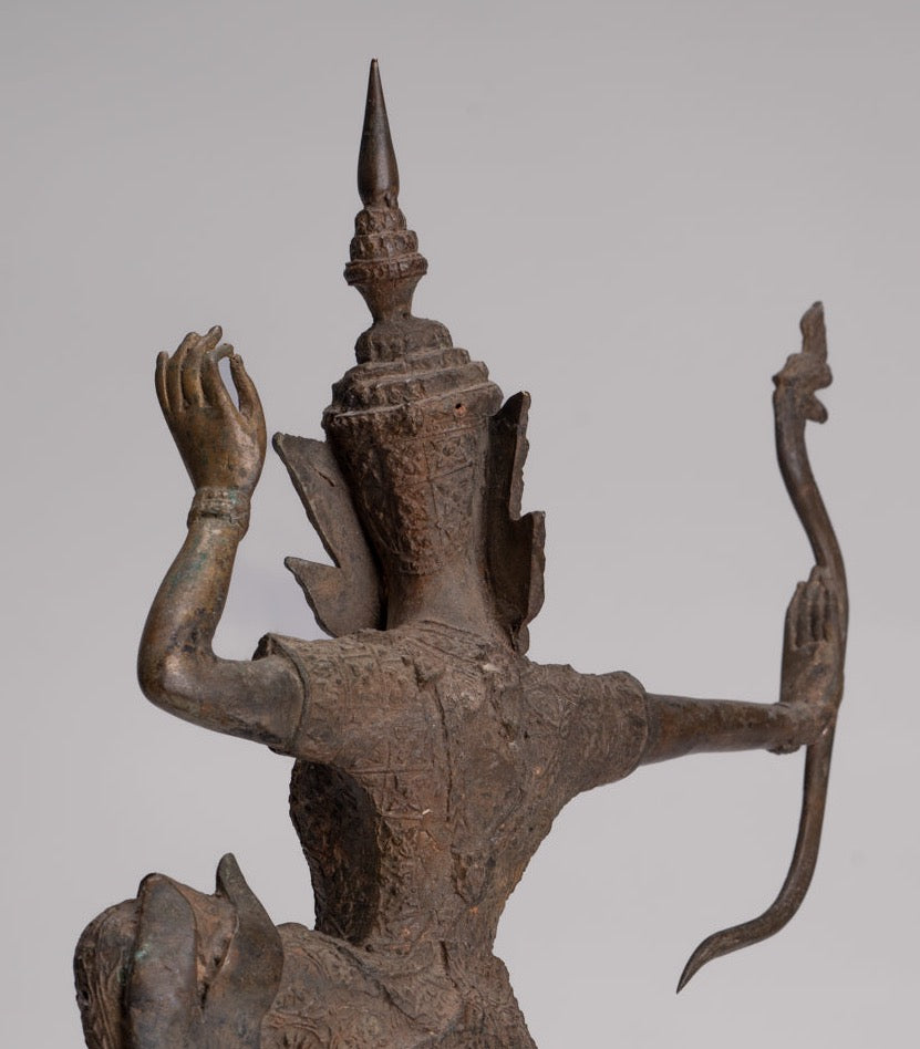 Rama Statue - Antique Thai Style Bronze Thai Rama - Avatar of Vishnu - 37cm/15"