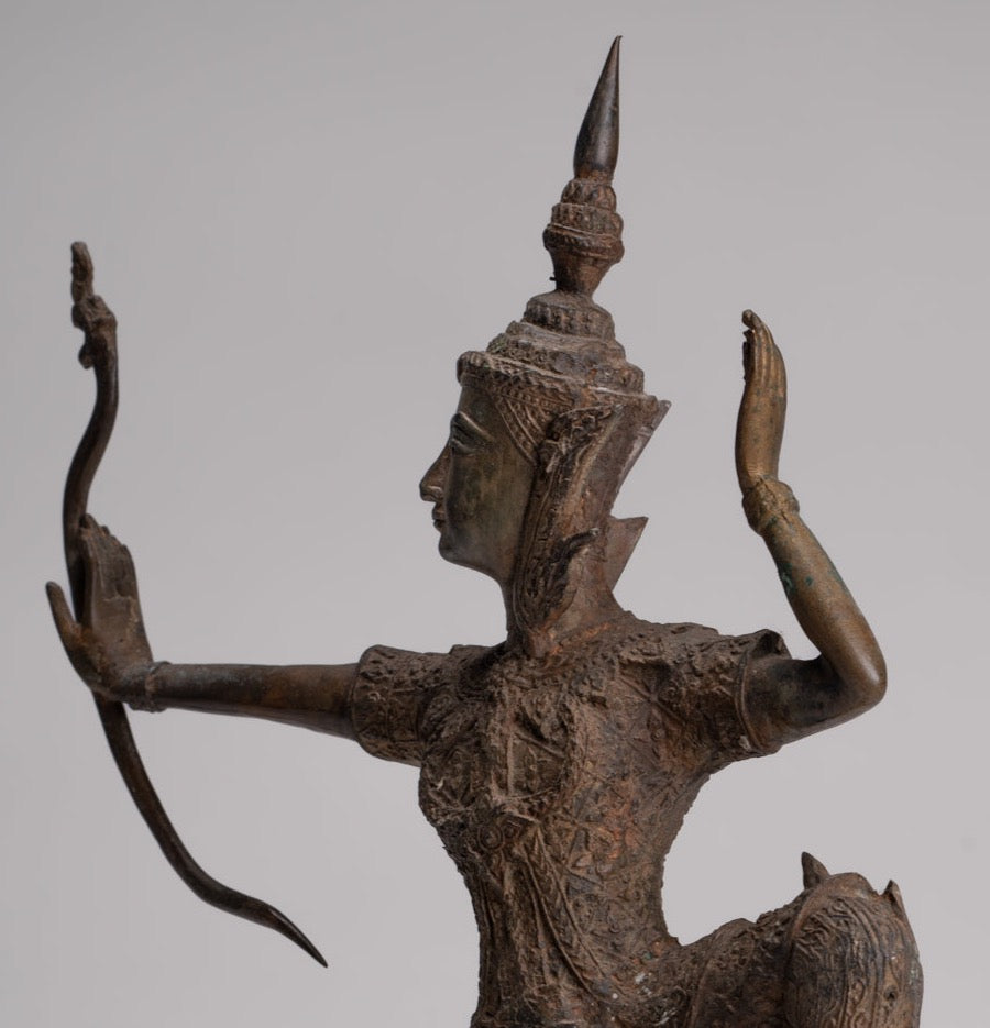 Rama Statue - Antique Thai Style Bronze Thai Rama - Avatar of Vishnu - 37cm/15"