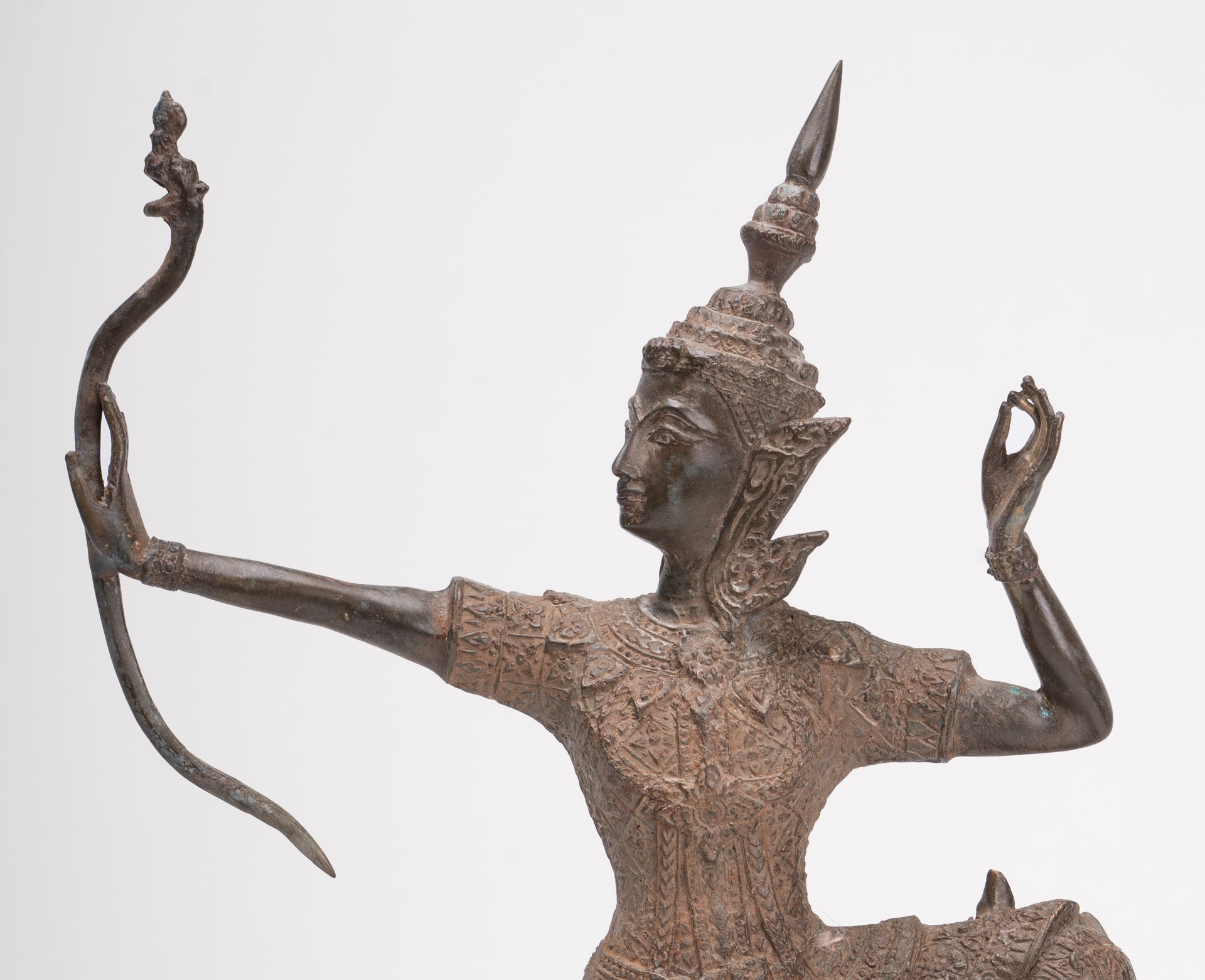 Rama Statue - Antique Thai Style Bronze Thai Rama - Avatar of Vishnu - 37cm/15"