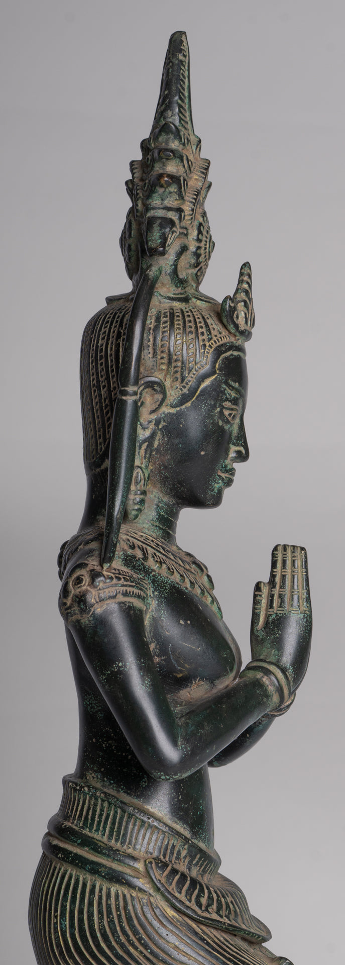 Apsara Statue - Antique Khmer Style Angkor Wat Bronze Adoration Apsara or Angel - 45cm/18"