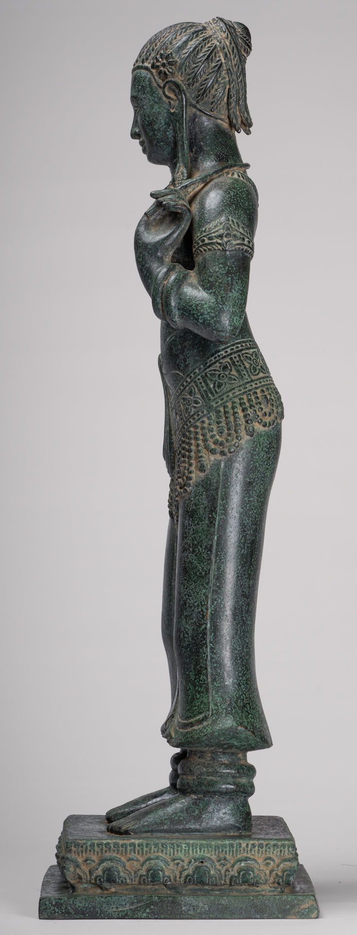 Antique Khmer Style Bronze Banteay Srei Style Standing Devatas - 69cm/28"