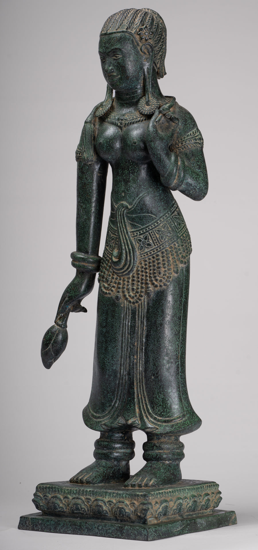 Antique Khmer Style Bronze Banteay Srei Style Standing Devatas - 69cm/28"