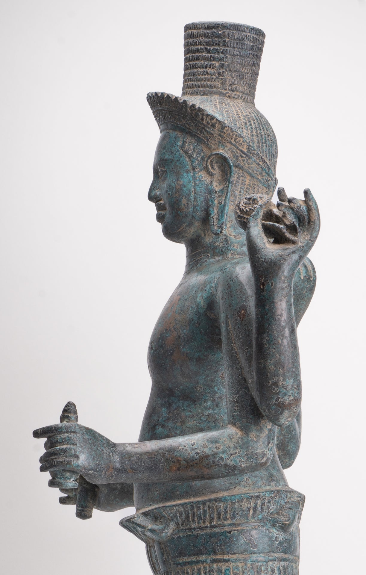 Vishnu - Antique Khmer Style Bronze Koh Ker Standing Vishnu Statue - 84cm/34"
