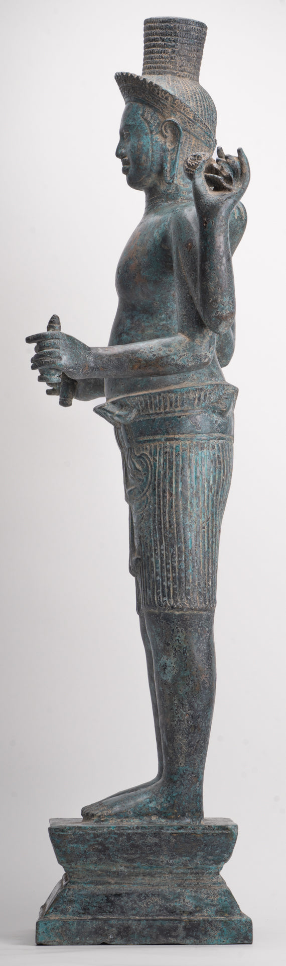 Vishnu - Antique Khmer Style Bronze Koh Ker Standing Vishnu Statue - 84cm/34"