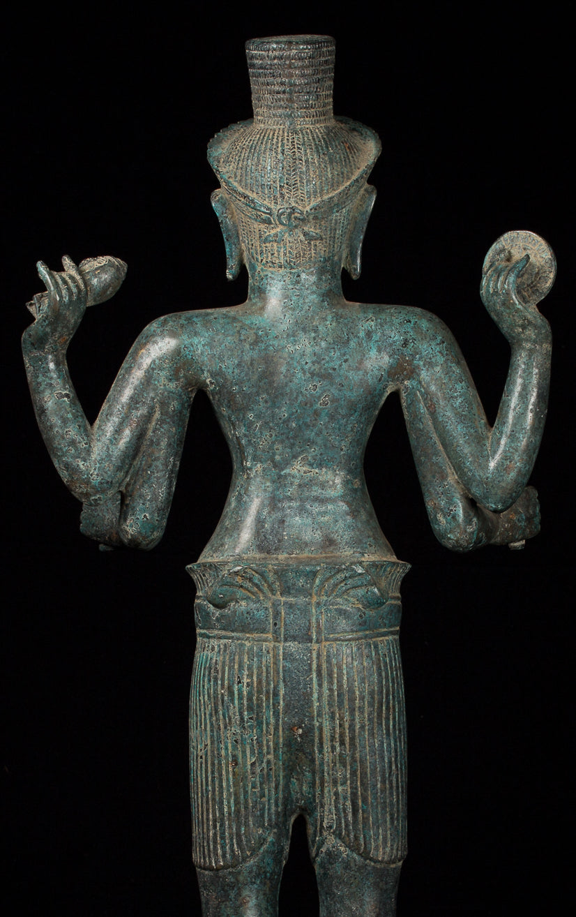 Vishnu - Estatua de Vishnu de bronce de estilo antiguo Khmer Ker de pie - 82cm/32 "
