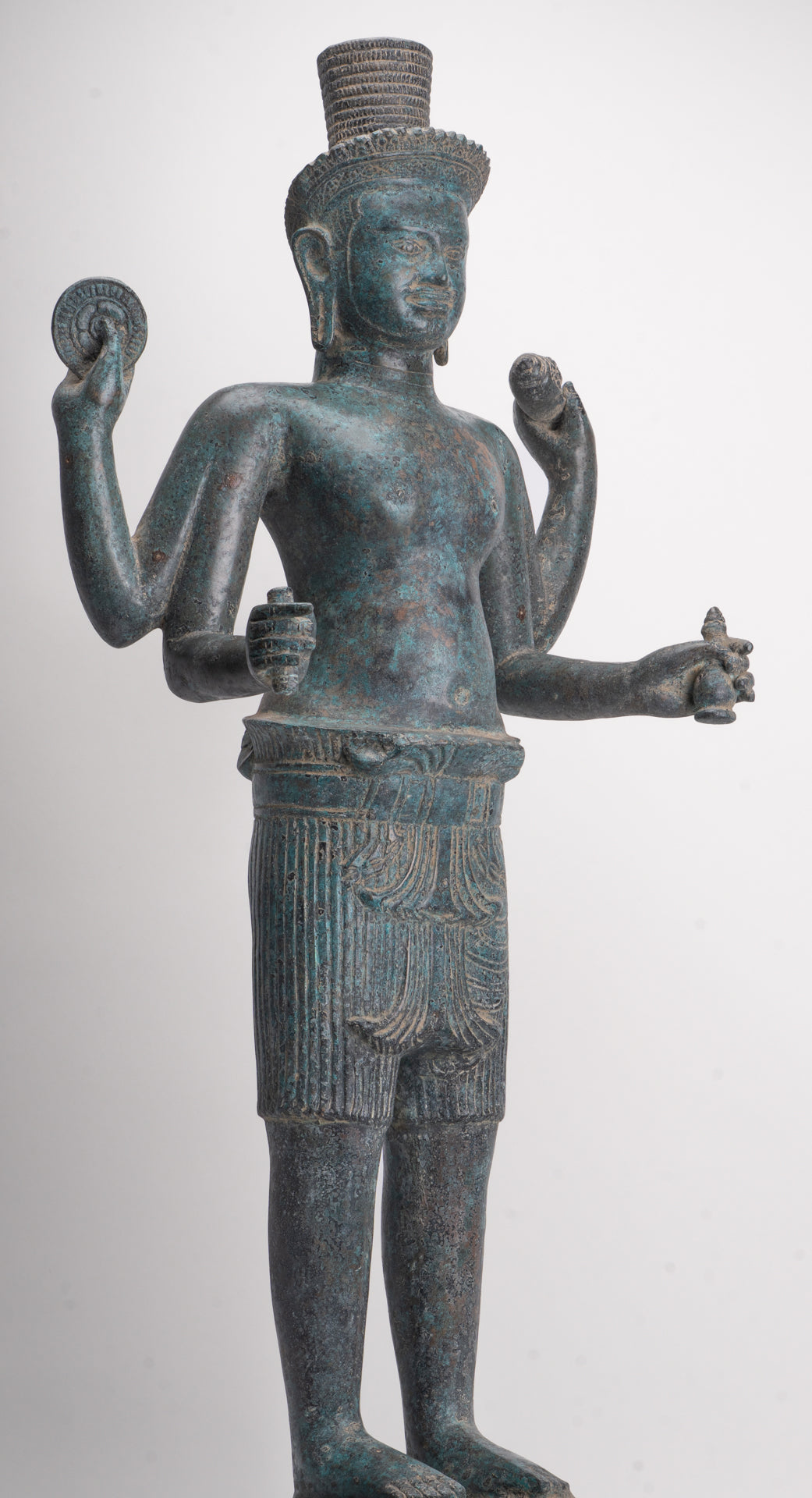 Vishnu - Antique Khmer Style Bronze Koh Ker Standing Vishnu Statue - 84cm/34"