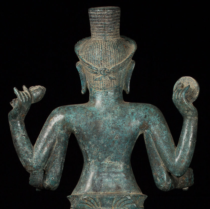 Vishnu - Estatua de Vishnu de bronce de estilo antiguo Khmer Ker de pie - 82cm/32 "