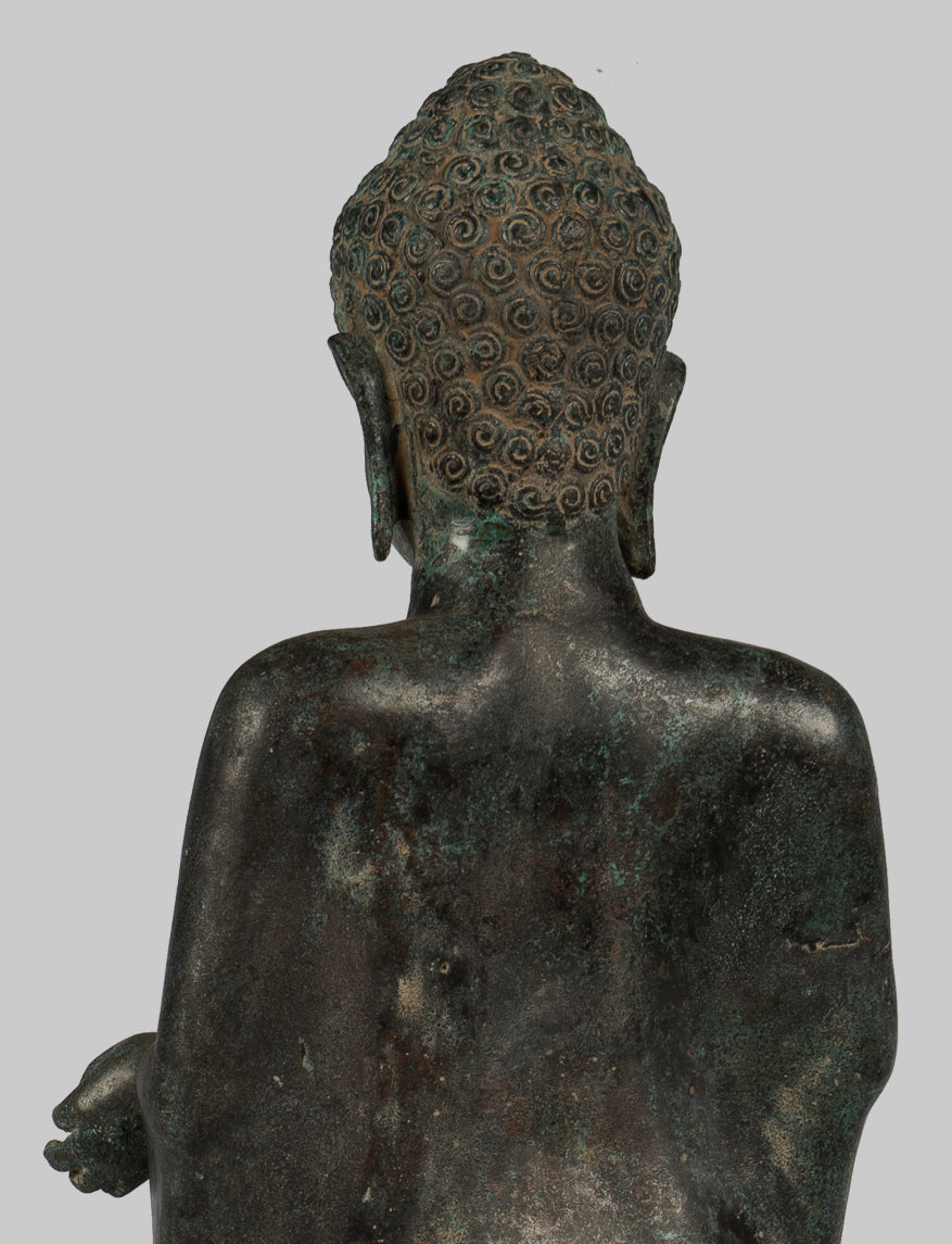 Estatua de Buda - Gran estatua de Buda de estilo tailandés antiguo en Dharmachakra enseñando Mudra - 84cm/34 "