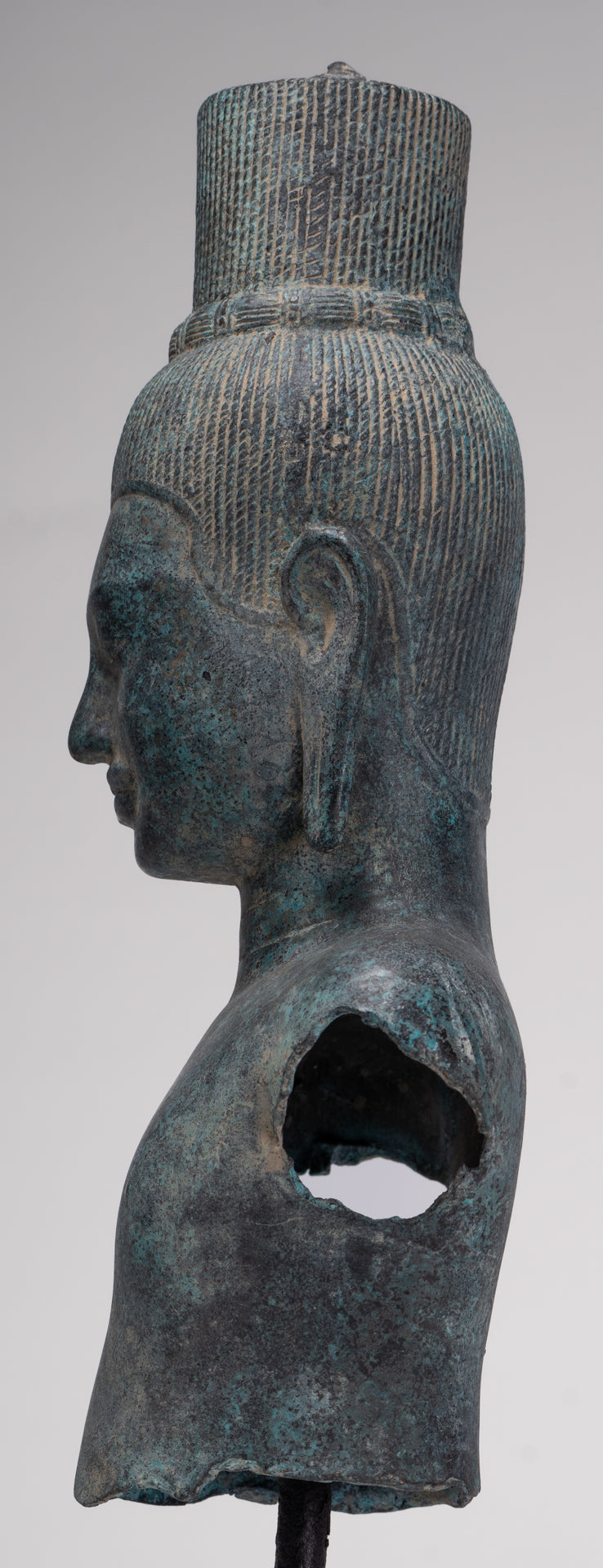 Vishnu Statue - Antique Khmer Style Bronze Koh Ker Style Vishnu Torso Statue - 47cm/19"