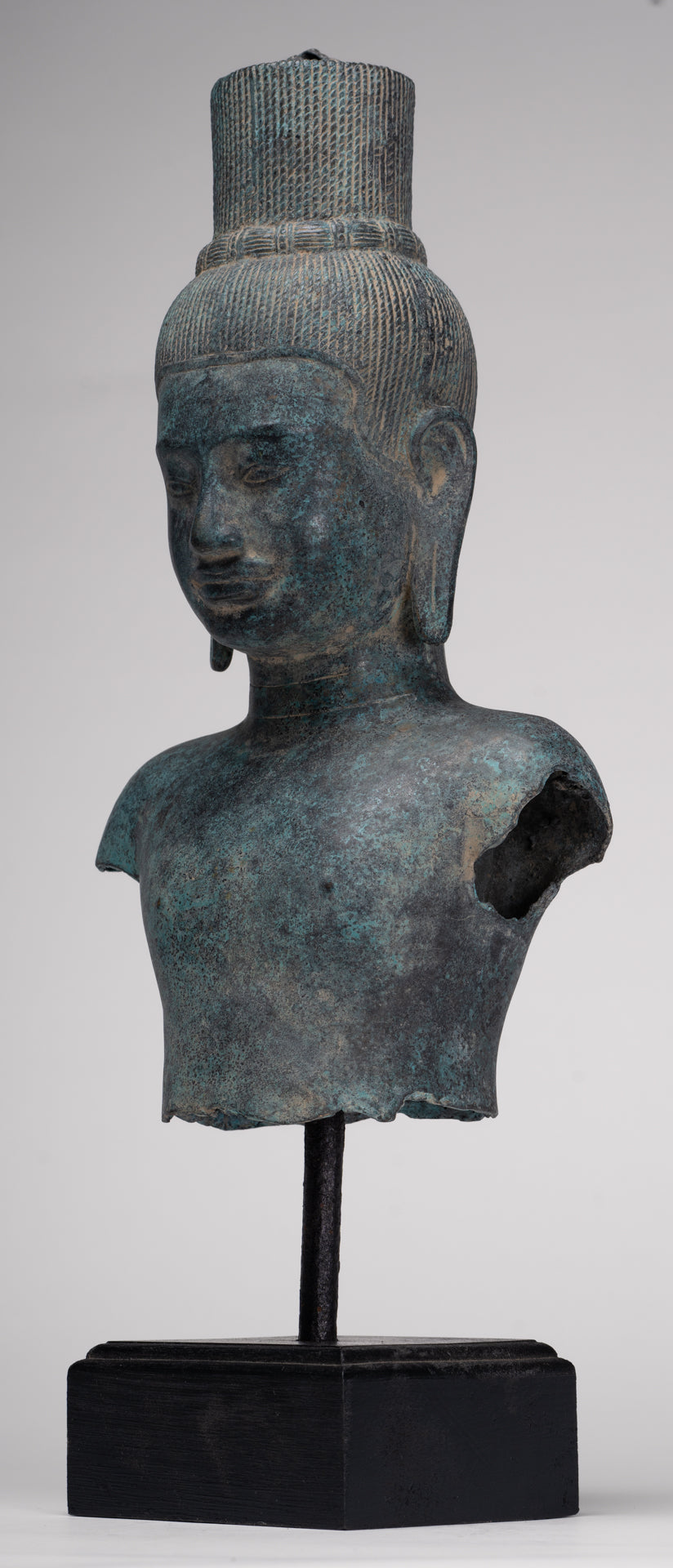 Vishnu Statue - Antique Khmer Style Bronze Koh Ker Style Vishnu Torso Statue - 47cm/19"