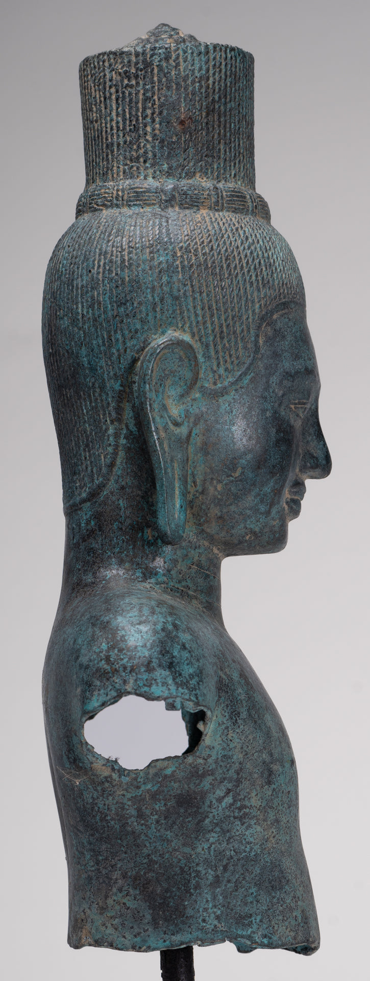 Vishnu Statue - Antique Khmer Style Bronze Koh Ker Style Vishnu Torso Statue - 47cm/19"