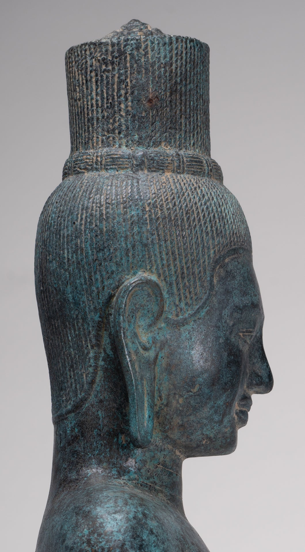 Vishnu Statue - Antique Khmer Style Bronze Koh Ker Style Vishnu Torso Statue - 47cm/19"