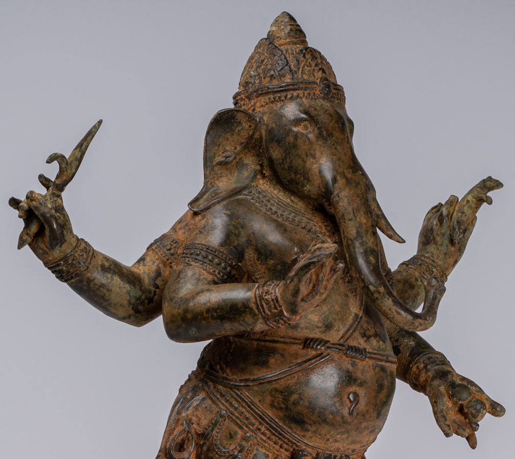 Ganesha Statue - Antique Chola Style Bronze Standing Ganesh Statue - 62cm/25"