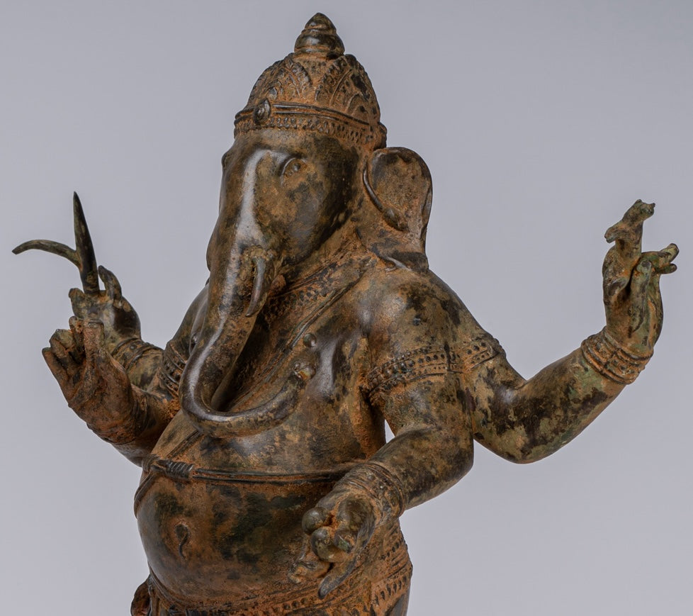 Ganesha Statue - Antique Chola Style Bronze Standing Ganesh Statue - 62cm/25"