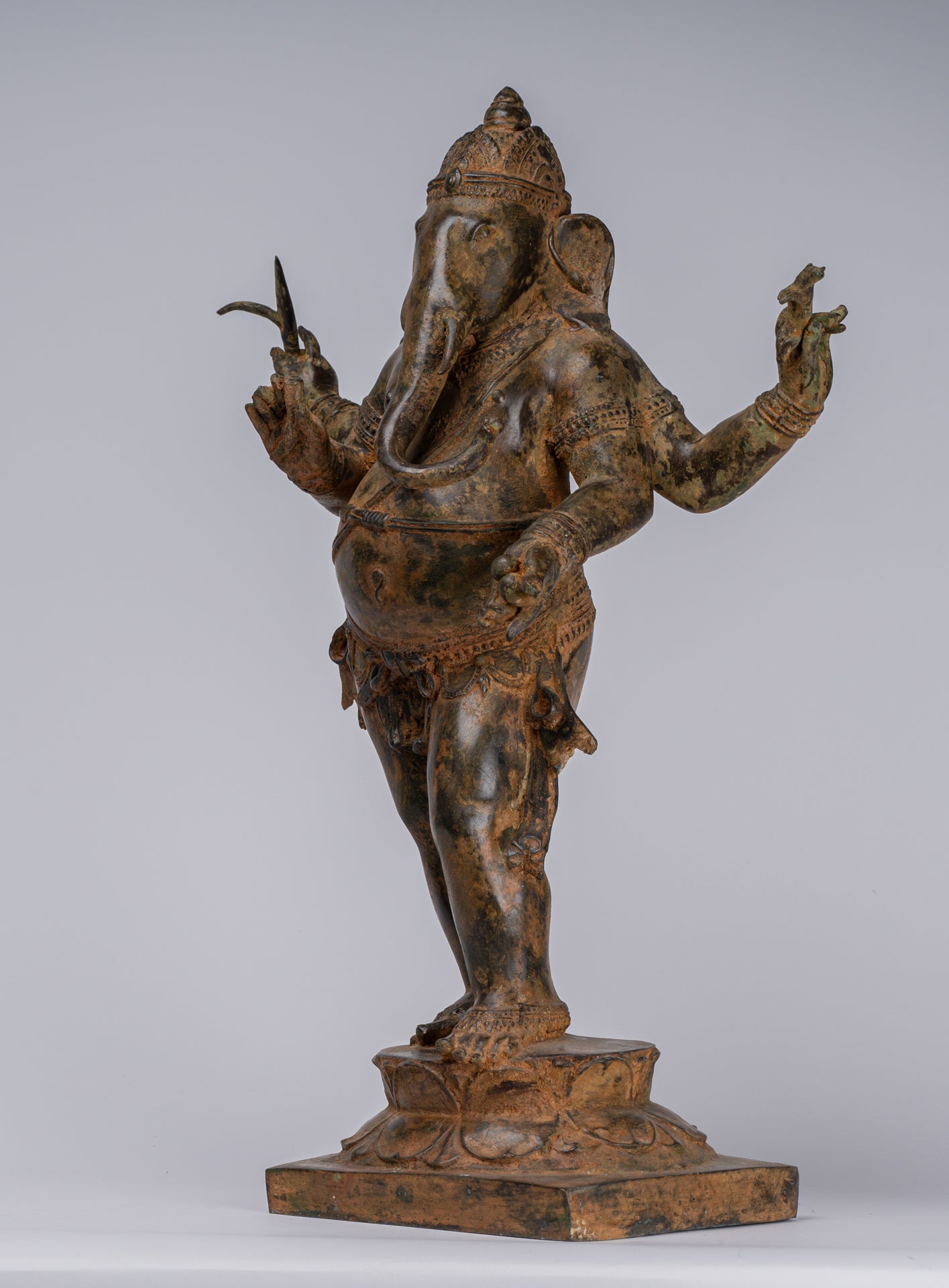 Ganesha Statue - Antique Chola Style Bronze Standing Ganesh Statue - 62cm/25"