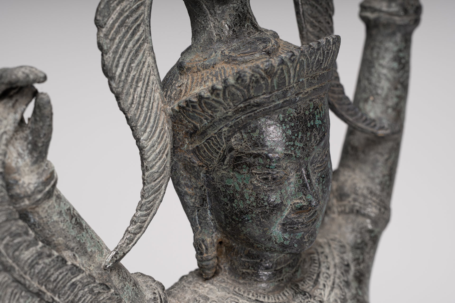 Antique Khmer Style Bronze Standing Apsara or Angel Statue - 55cm/22"