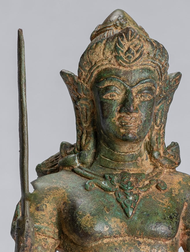 Antique Thai Style Bronze Female Deity with Naga Tail Statue - 22cm/9"