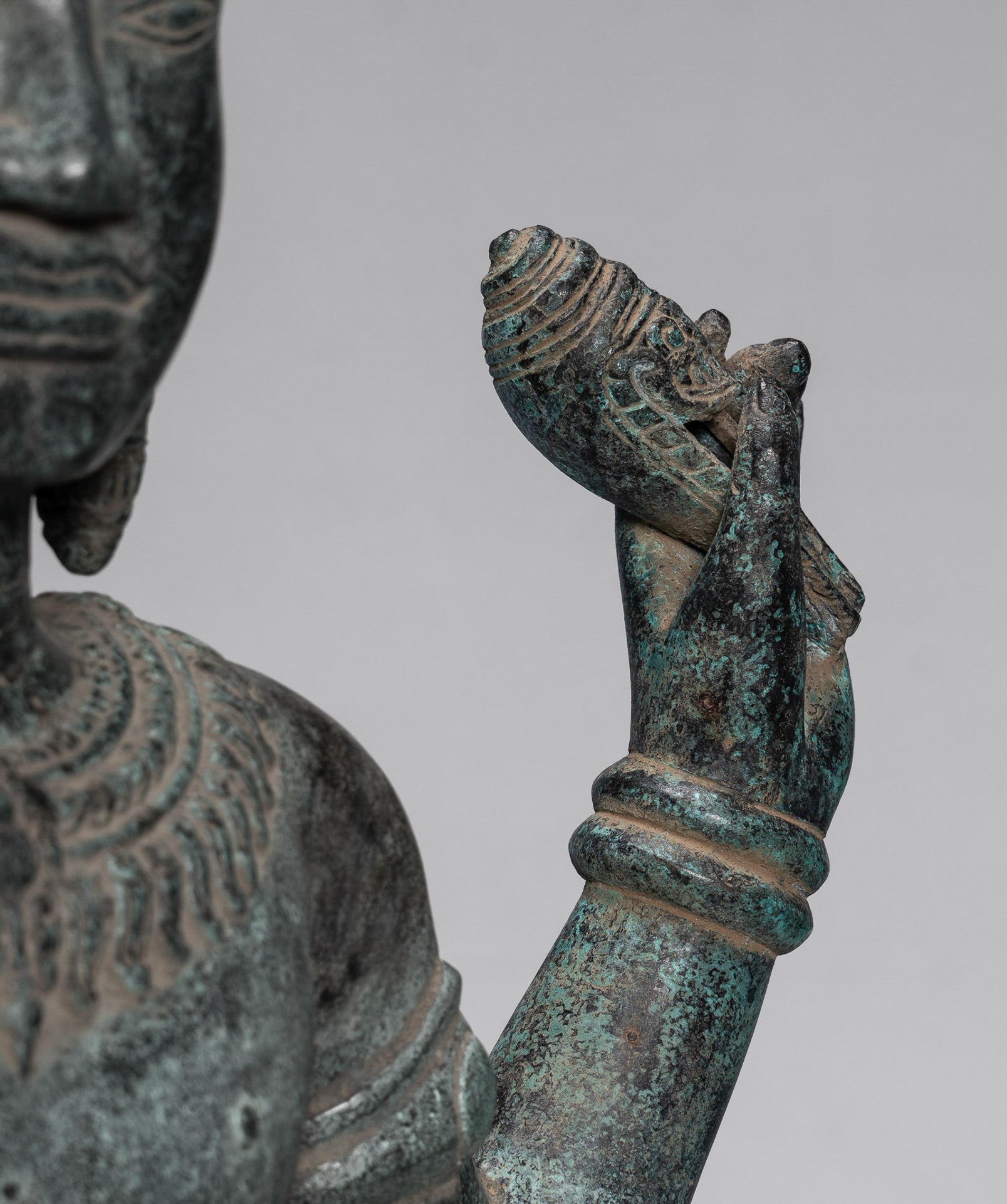 Antique Khmer Style Bronze Standing Bayon Vishnu Statue - Protector - 130cm/52"