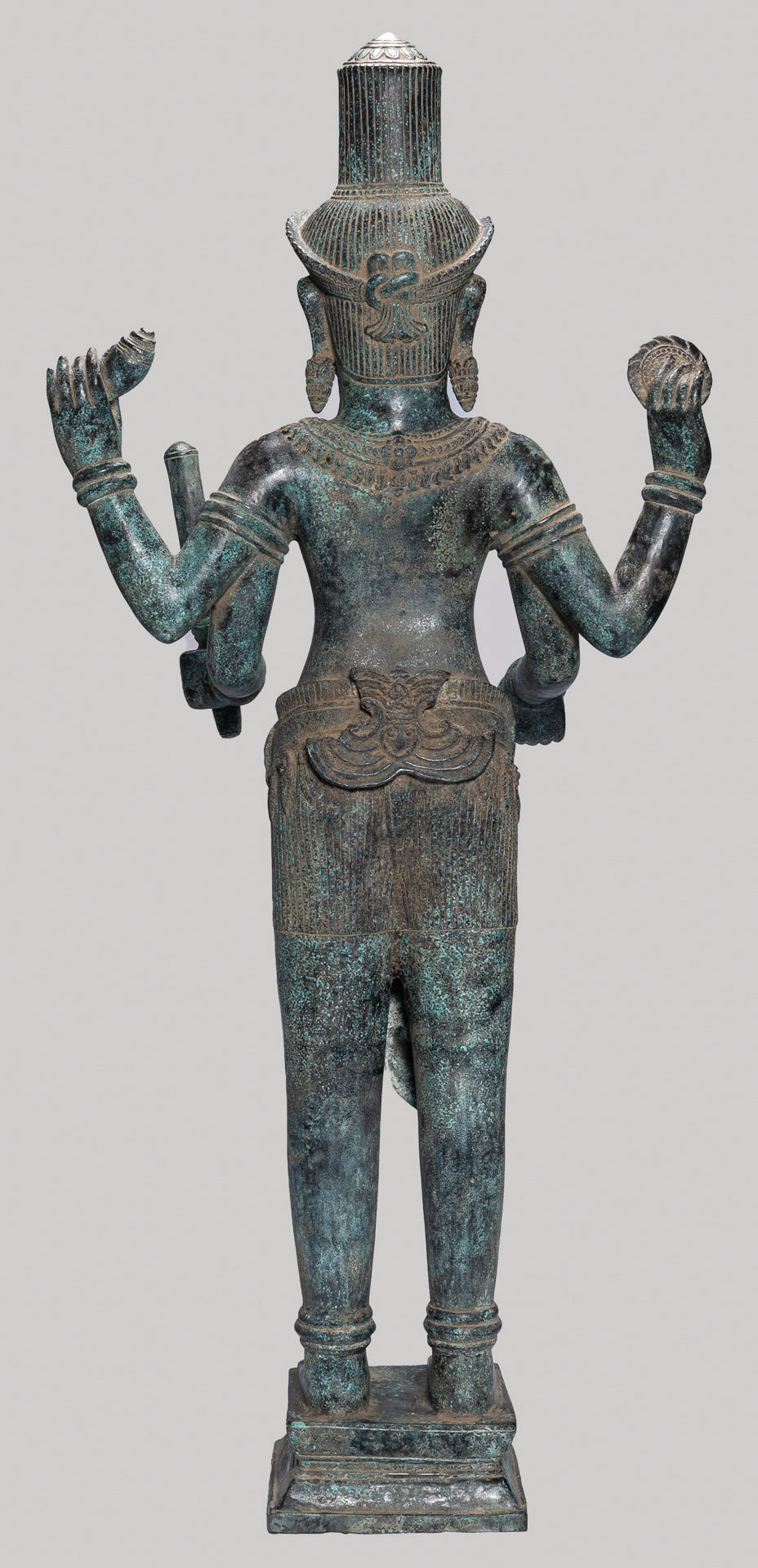 Antique Khmer Style Bronze Standing Bayon Vishnu Statue - Protector - 130cm/52"