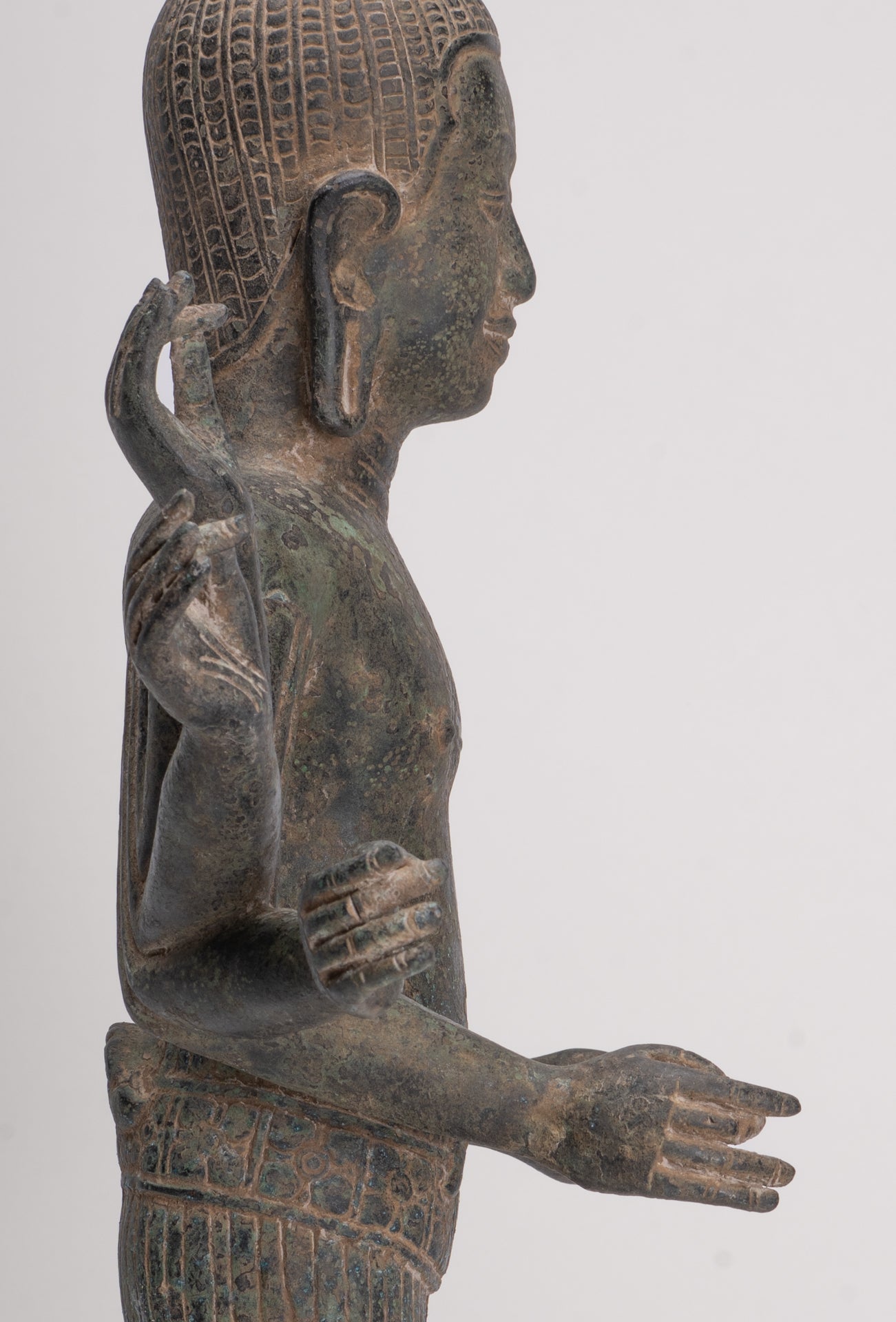 Antique Khmer Style Bronze Bayon Style Lokeshvara Statue - 55cm/22"