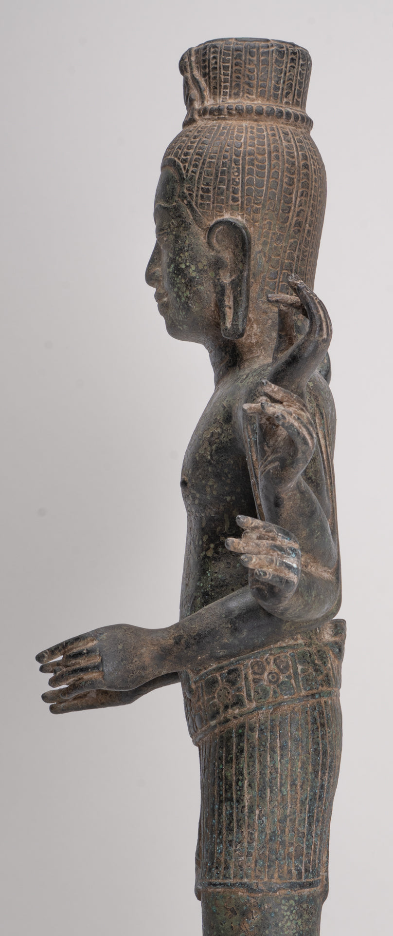 Antique Khmer Style Bronze Bayon Style Lokeshvara Statue - 55cm/22"