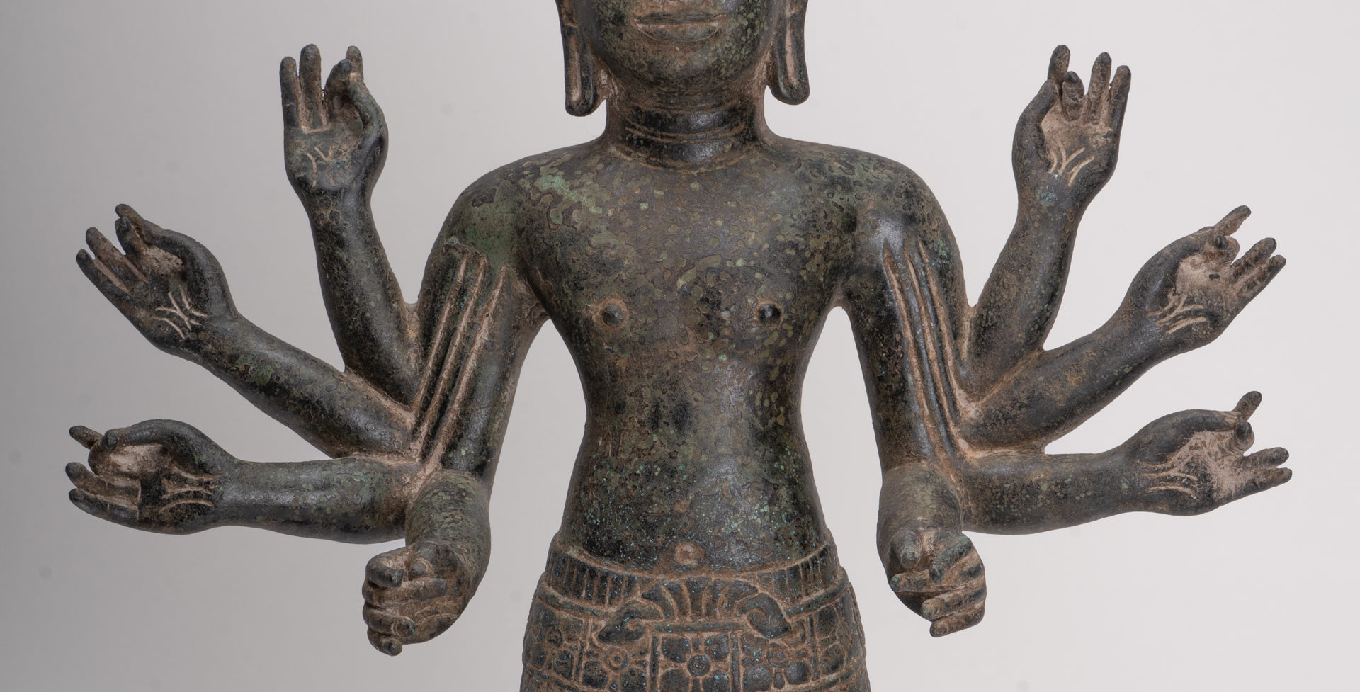 Antique Khmer Style Bronze Bayon Style Lokeshvara Statue - 55cm/22"