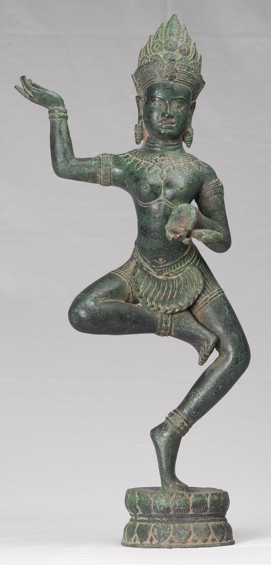 Apsara Statue - Antique Khmer Style Angkor Wat Bronze Standing Apsara or Angel - 56cm/22"