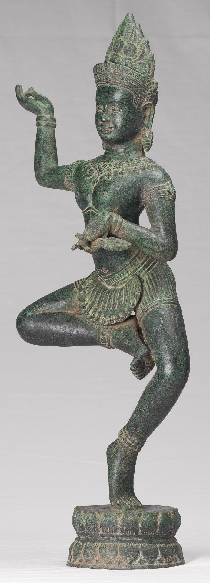 Apsara Statue - Antique Khmer Style Angkor Wat Bronze Standing Apsara or Angel - 56cm/22"