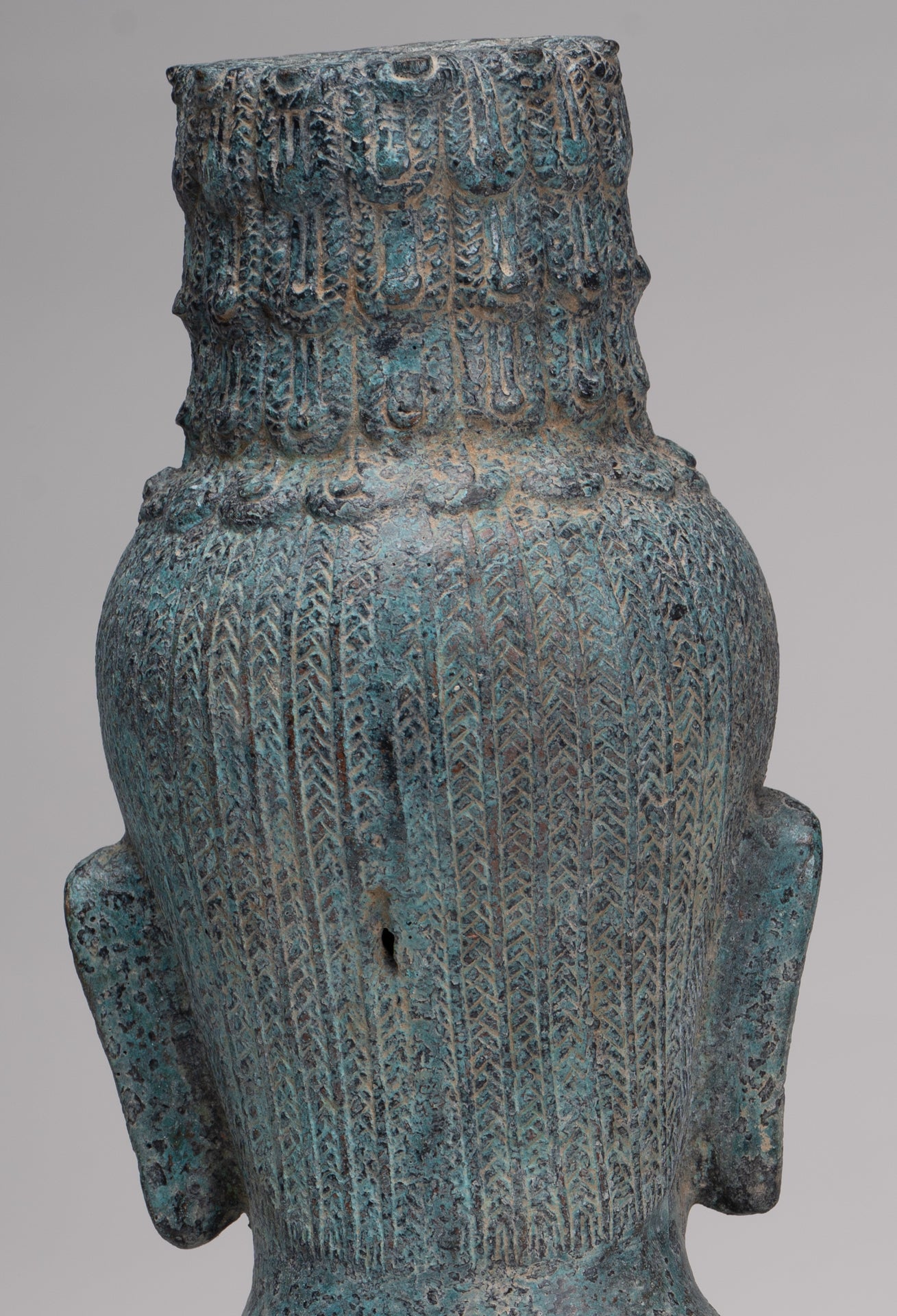 Buddha Statue - Antique Khmer Style Bronze Prakhon Chai Style Maitreya Buddha Torso Statue - 42cm/17"