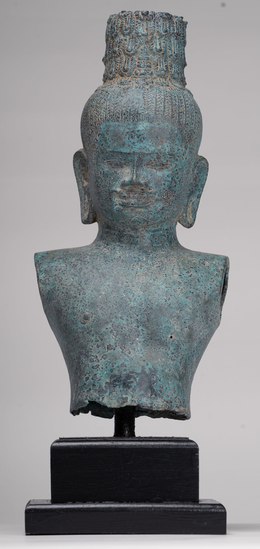 Buddha Statue - Antique Khmer Style Bronze Prakhon Chai Style Maitreya Buddha Torso Statue - 42cm/17"