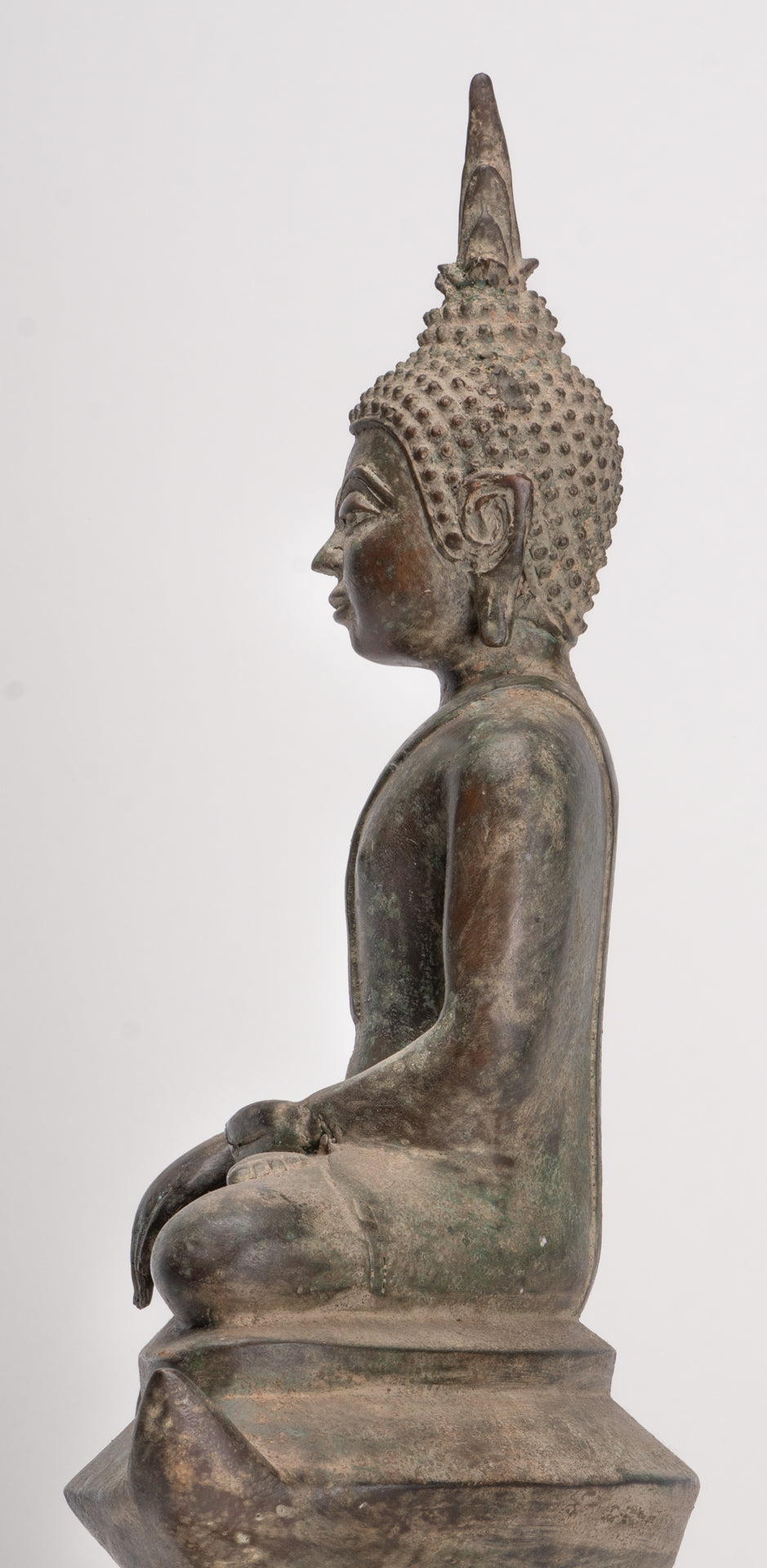 Buddha - Antique Laos Style Seated Bronze Enlightenment Buddha Statue - 54cm/22"