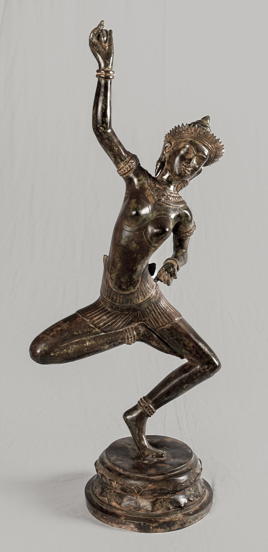 Antique Thai Style Bronze Dancing Apsara or Angel Statue - 85cm/34"