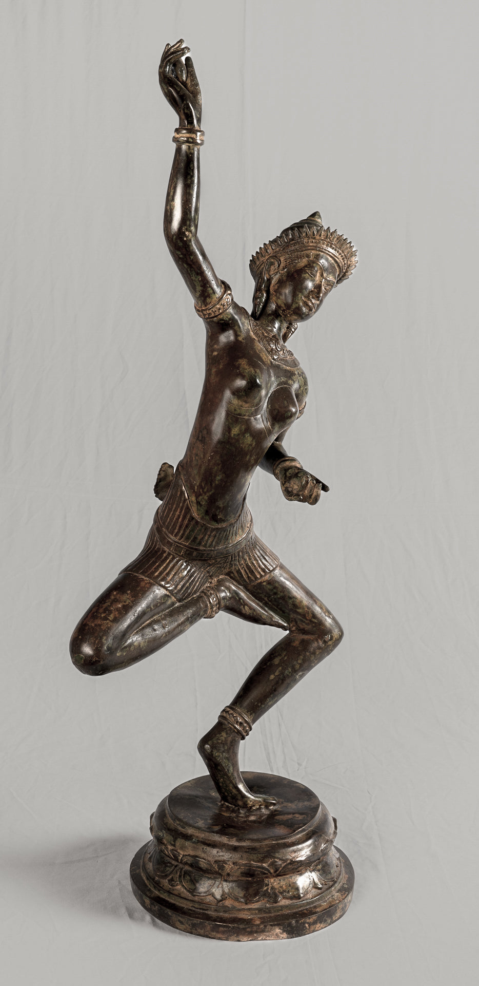 Antique Thai Style Bronze Dancing Apsara or Angel Statue - 85cm/34"
