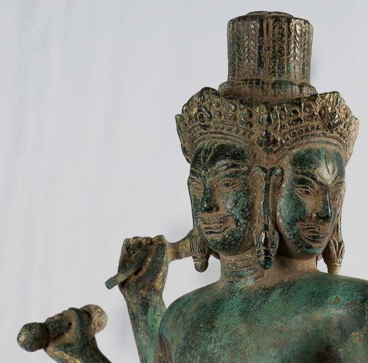 Estatua de Brahma - Estilo antiguo Khmer Koh Ker de pie Bronce Brahma - Creación de Dios Hindú - 50 cm/20 "