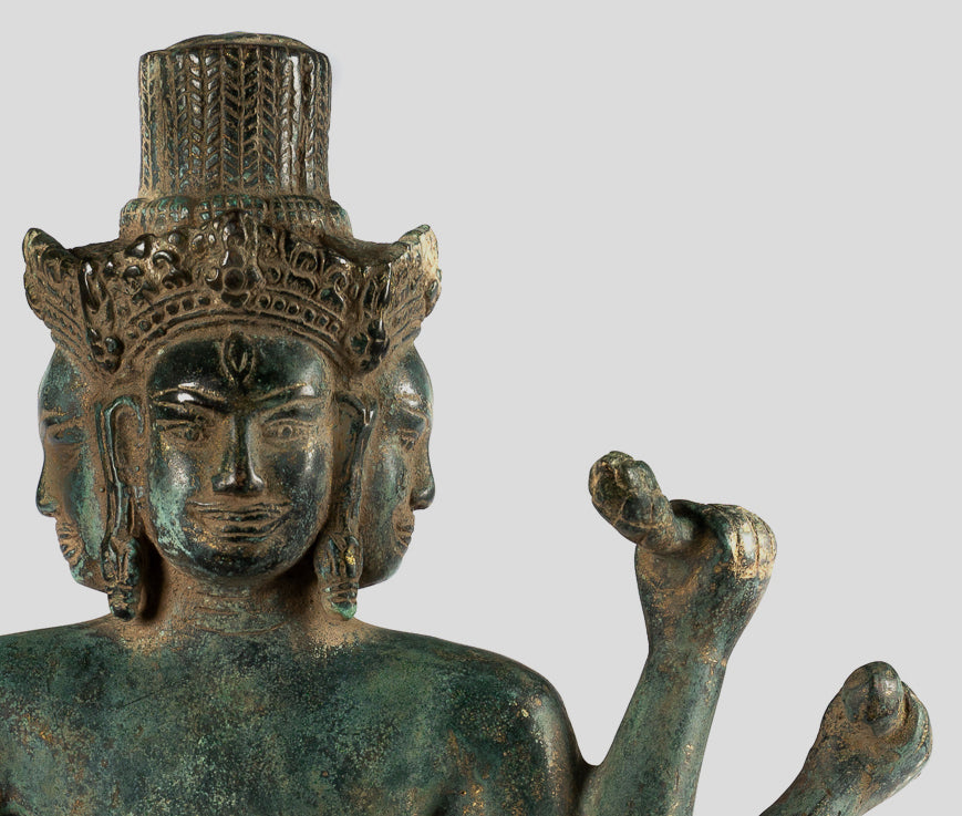 Estatua de Brahma - Estilo antiguo Khmer Koh Ker de pie Bronce Brahma - Creación de Dios Hindú - 50 cm/20 "