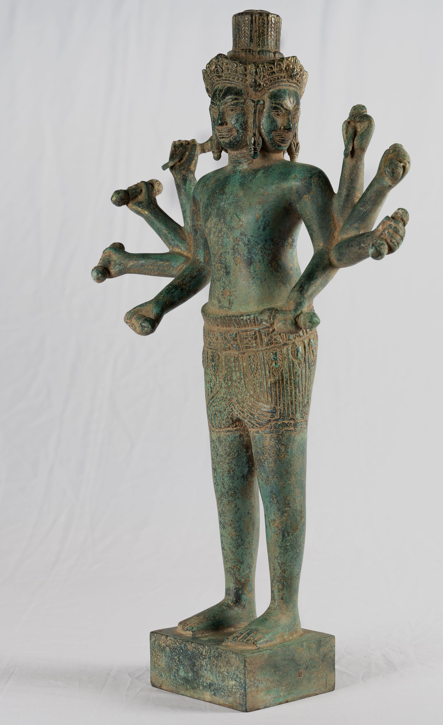 Estatua de Brahma - Estilo antiguo Khmer Koh Ker de pie Bronce Brahma - Creación de Dios Hindú - 50 cm/20 "