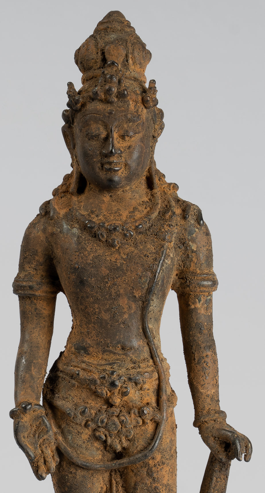 Vishnu - Antique Java Style Majapahit in piedi Bronzo Vishnu Statua - 29cm/11 "