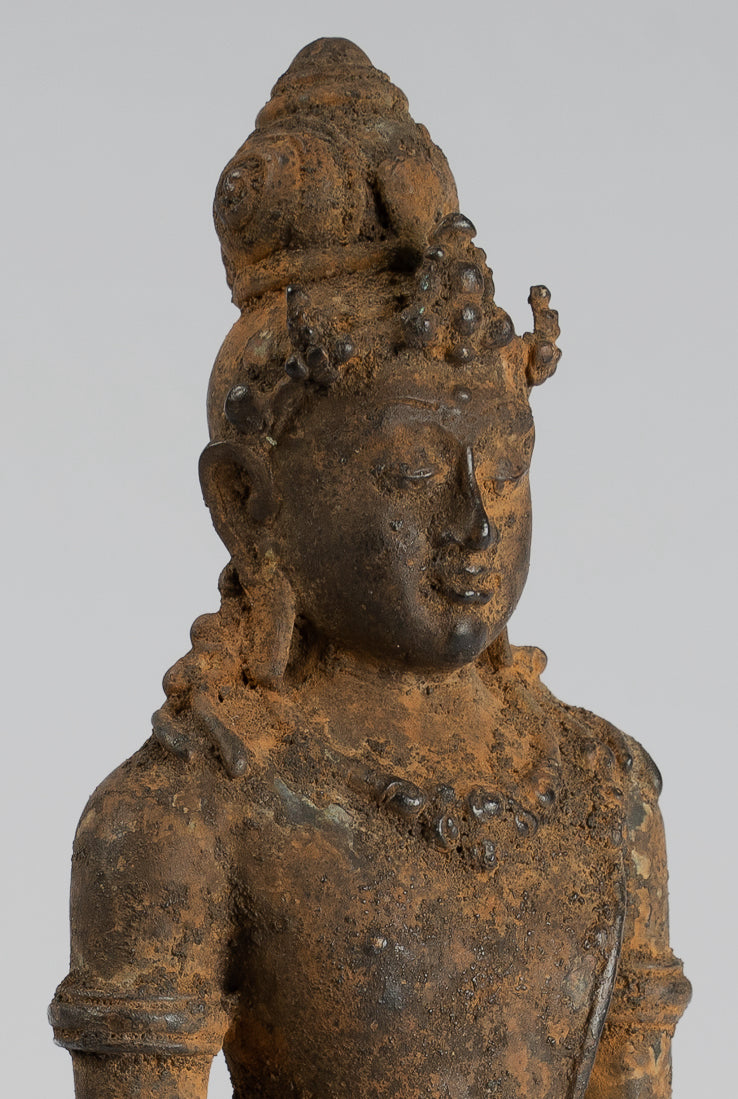 Vishnu - Antique Java Style Majapahit in piedi Bronzo Vishnu Statua - 29cm/11 "