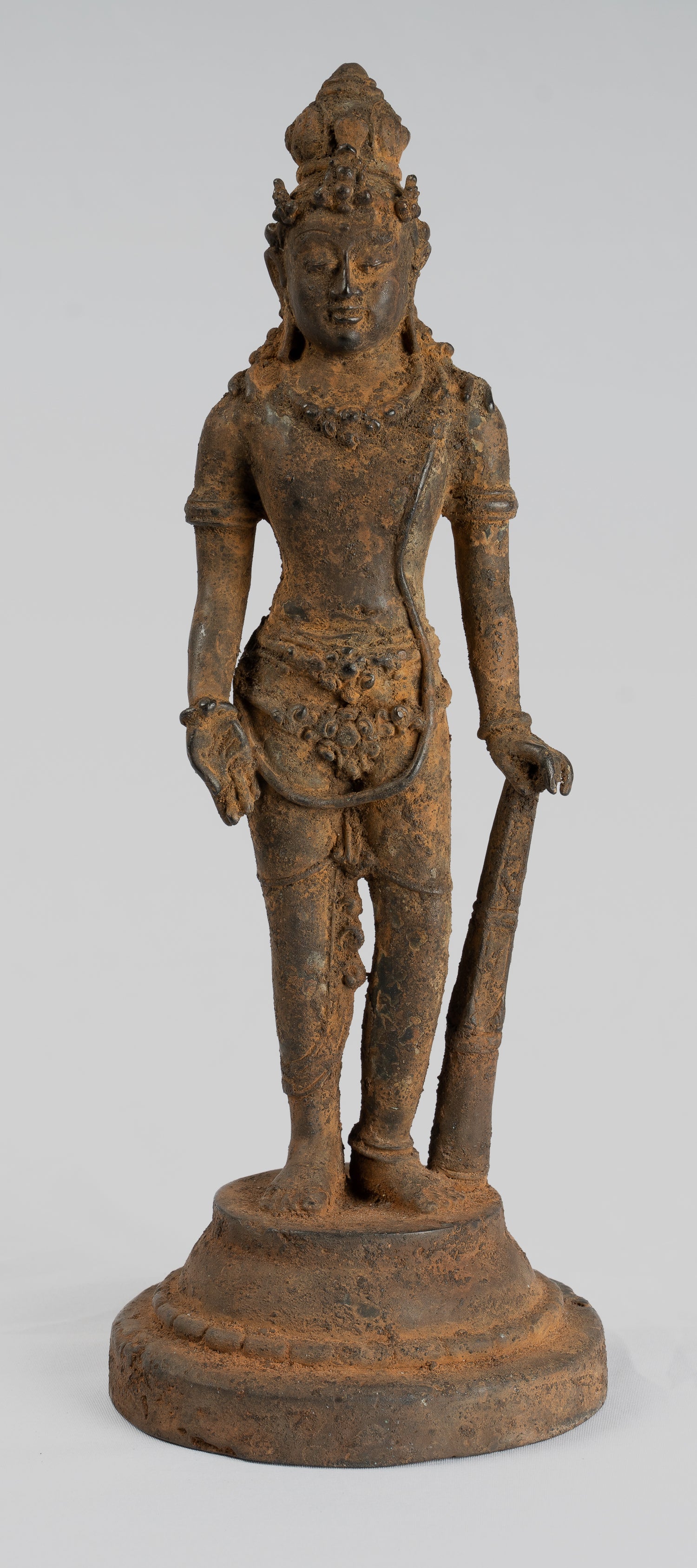 Vishnu - Antique Java Style Majapahit in piedi Bronzo Vishnu Statua - 29cm/11 "