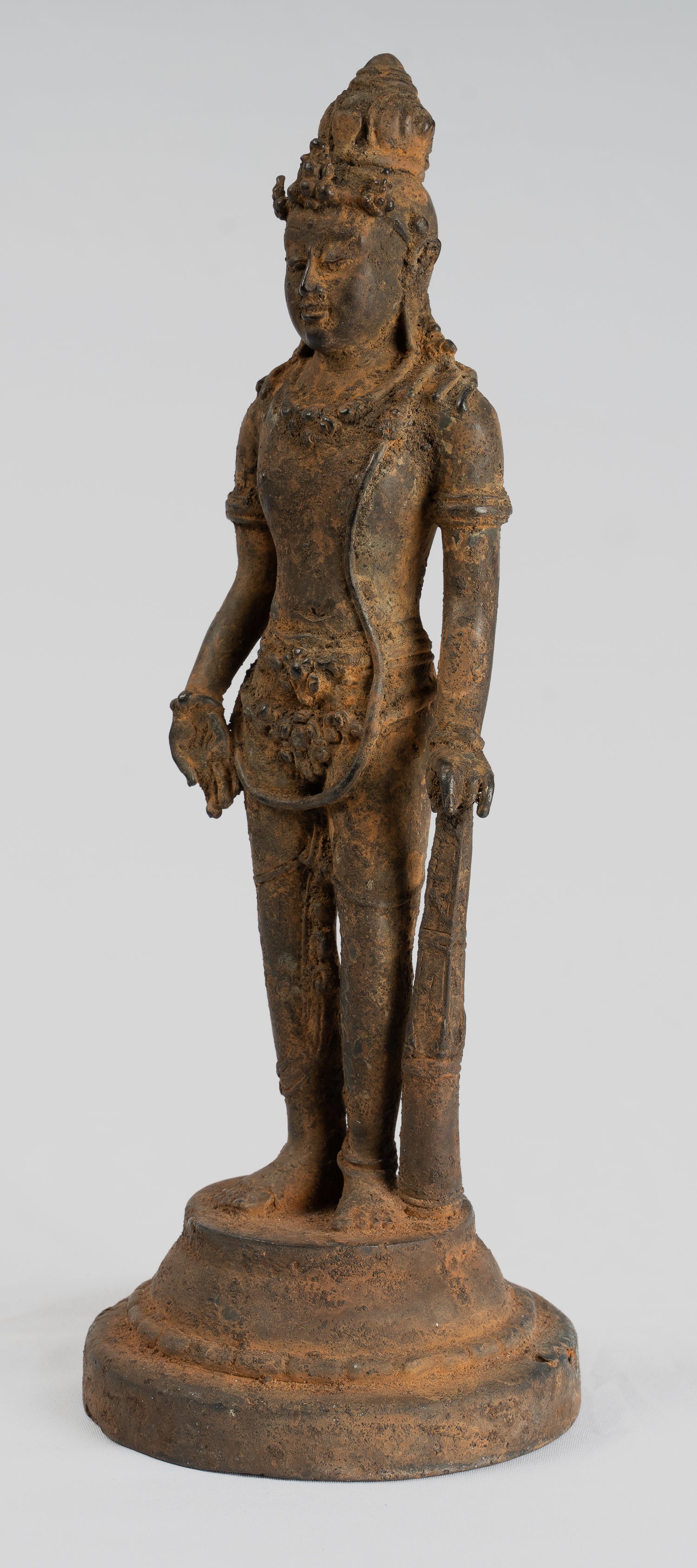 Vishnu - Antique Java Style Majapahit in piedi Bronzo Vishnu Statua - 29cm/11 "