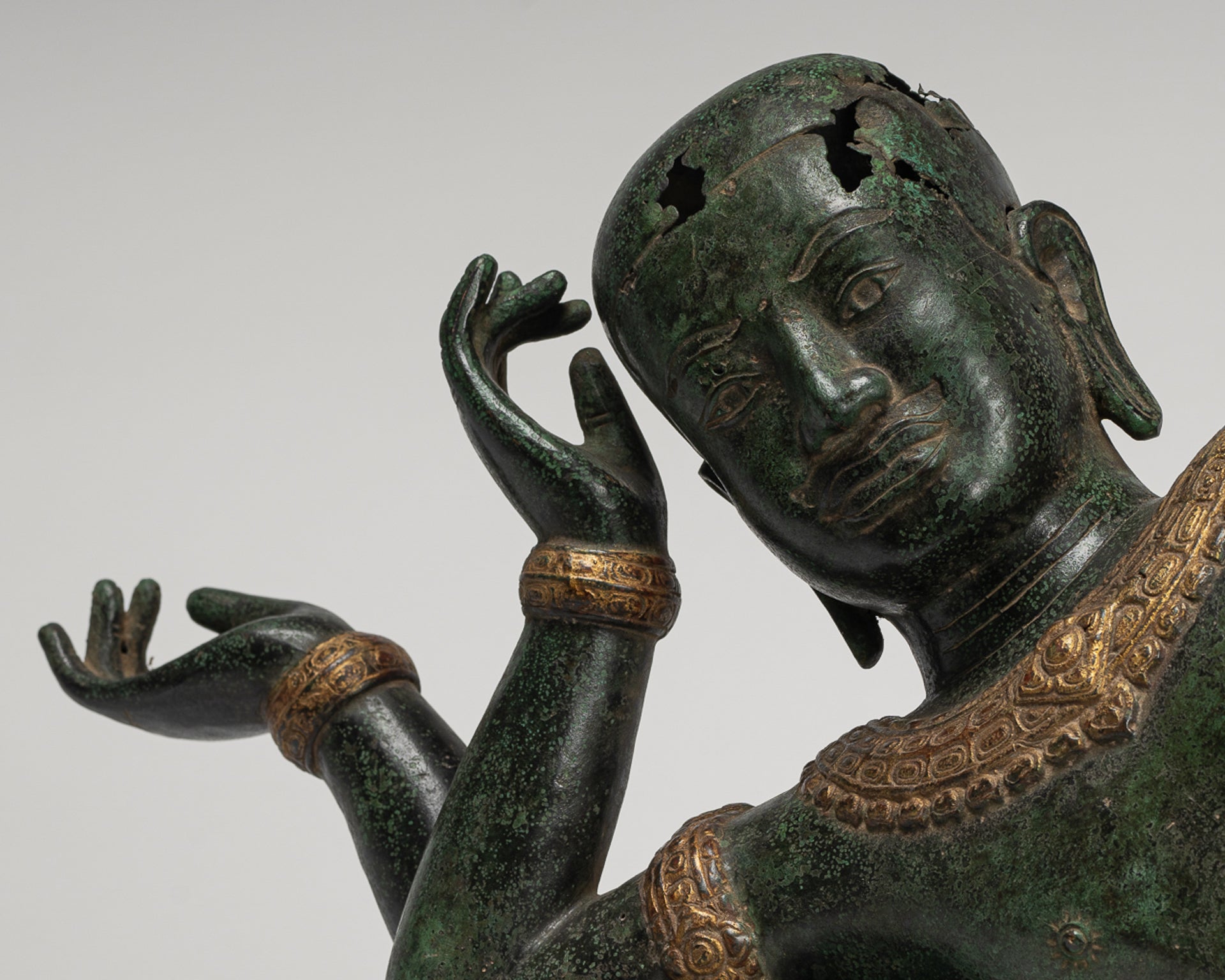 Antique Khmer Style Baphuon Reclining Bronze Vishnu Statue - 32cm/13"