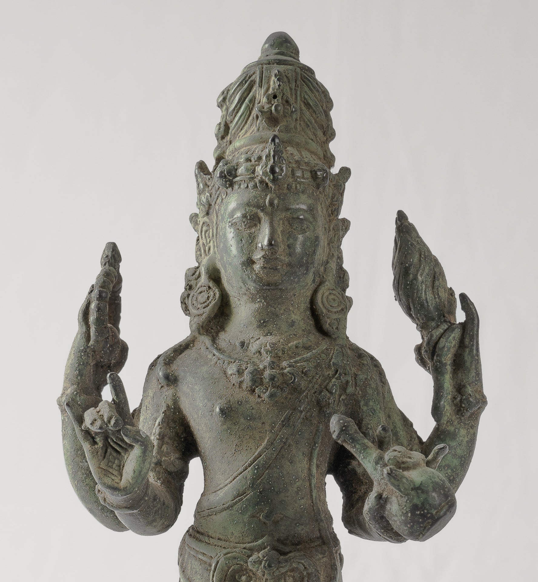 Shiva Statue - Antique Java Style Majapahit Standing Bronze Shiva Statue - 31cm/12"