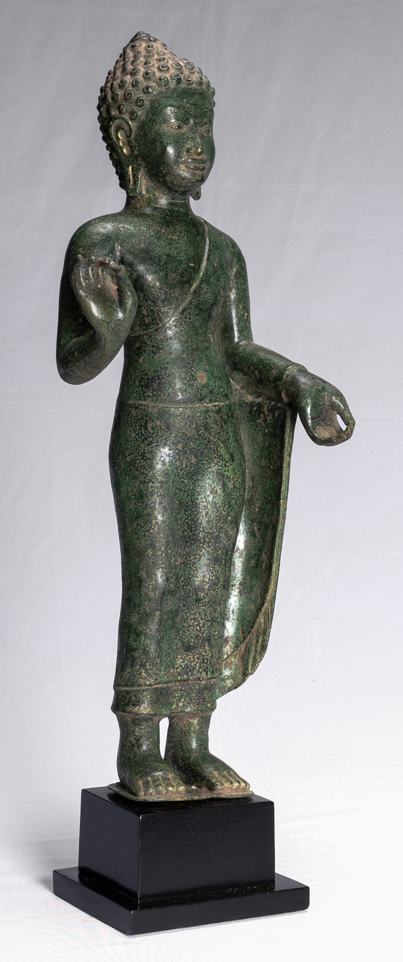 Buddha Statue - Antique Thai Style Dvaravati Bronze Standing Preaching Buddha Statue 55cm/22"