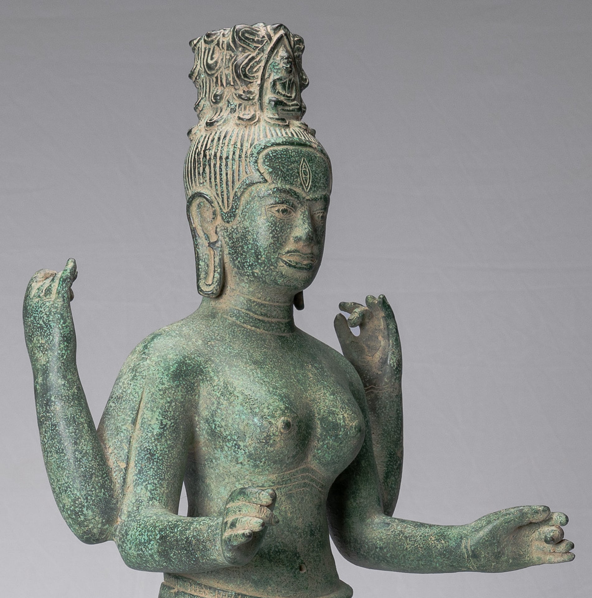 Deity Statue - Antique Khmer Style Banteay Srei Prajnaparamita Statue / Goddess - 72cm/29"