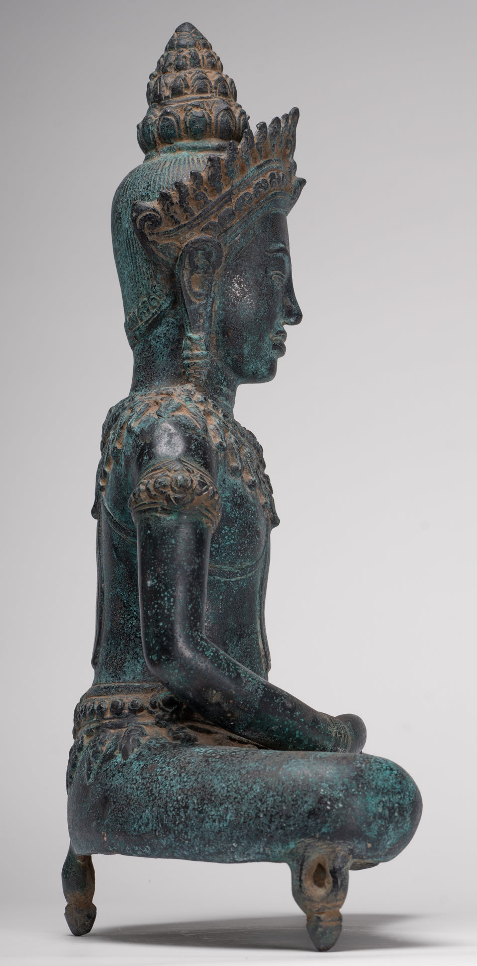 Buddha Statue - Antique Bayon Style Khmer Buddha Statue - Meditation Mudra - 43cm/17"