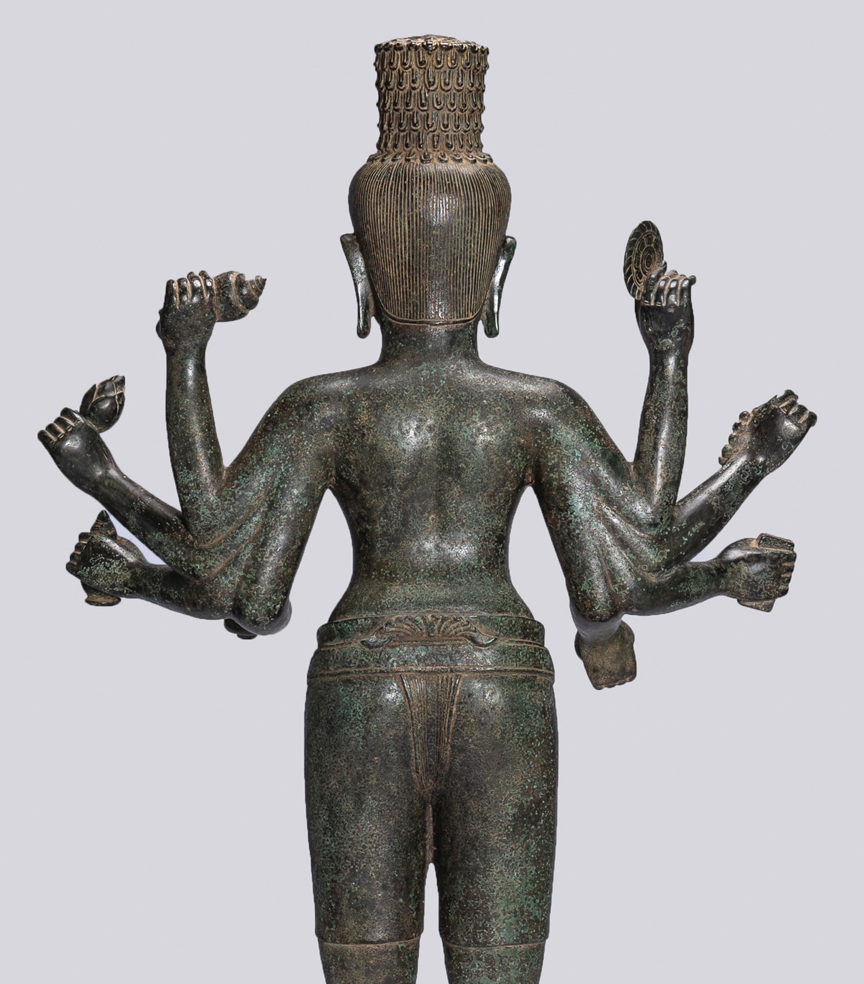 Large Antique Khmer Style Standing Bronze Bayon Style Lokeshvara Statue - 122cm/49"