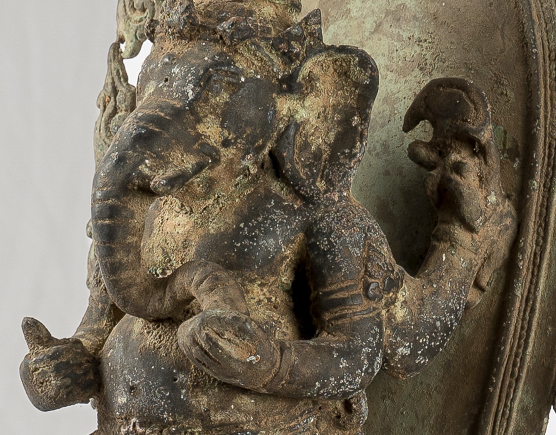 Ganesha Statue - Antique Javanese Style Bronze Dancing Indonesian Ganesha Statue - 42cm/17"